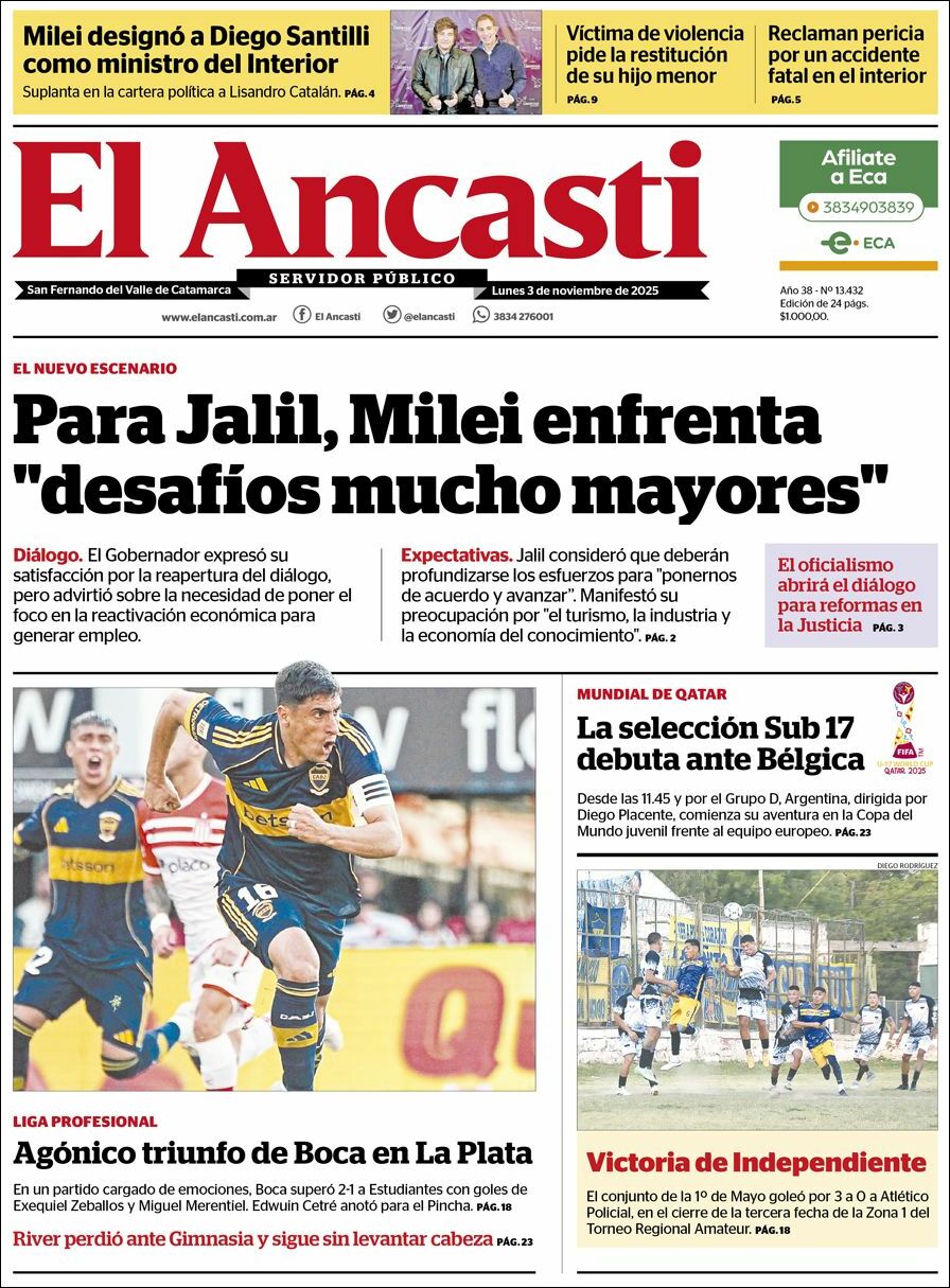 Media Panel - Developments and Systems | NC 10 SANTA CRUZ - Tapa del diario El Ancasti