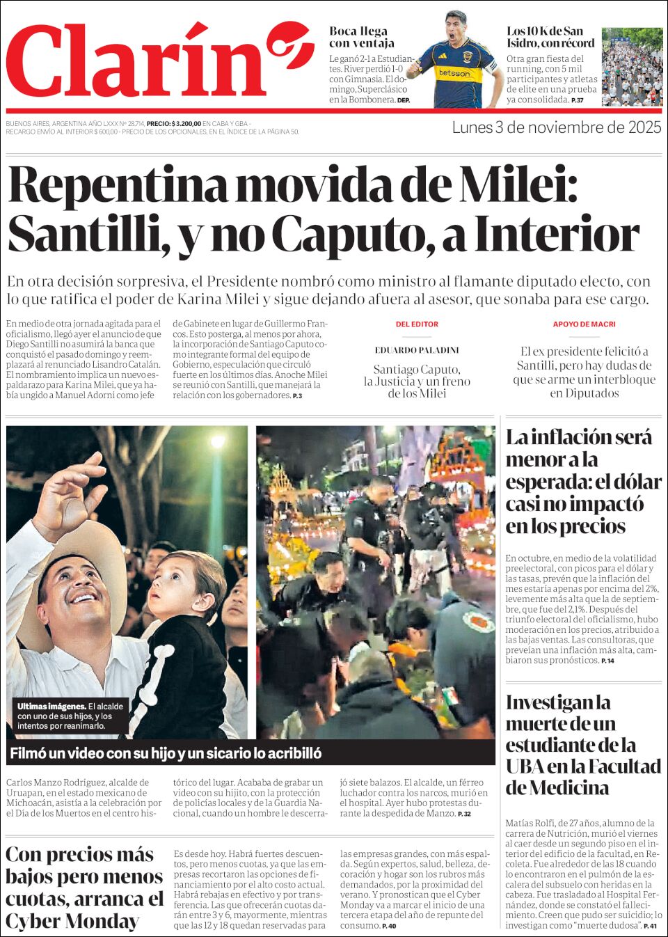 Media Panel - Developments and Systems | NC 10 SANTA CRUZ - Tapa del diario Clarín