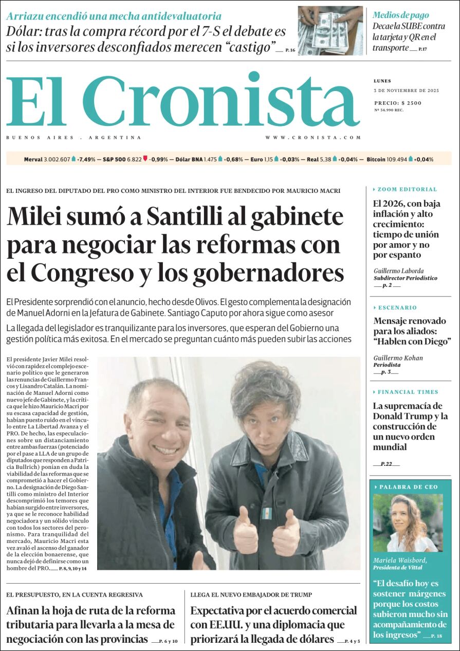 Media Panel - Developments and Systems | NC 10 SANTA CRUZ - Tapa del diario El Cronista