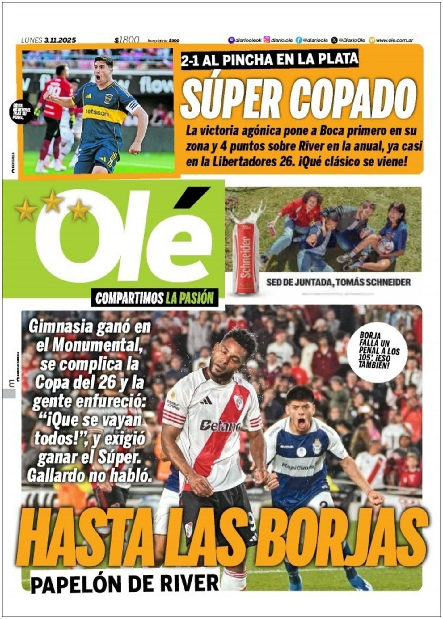 Media Panel - Developments and Systems | NC 10 SANTA CRUZ - Tapa del diario Olé