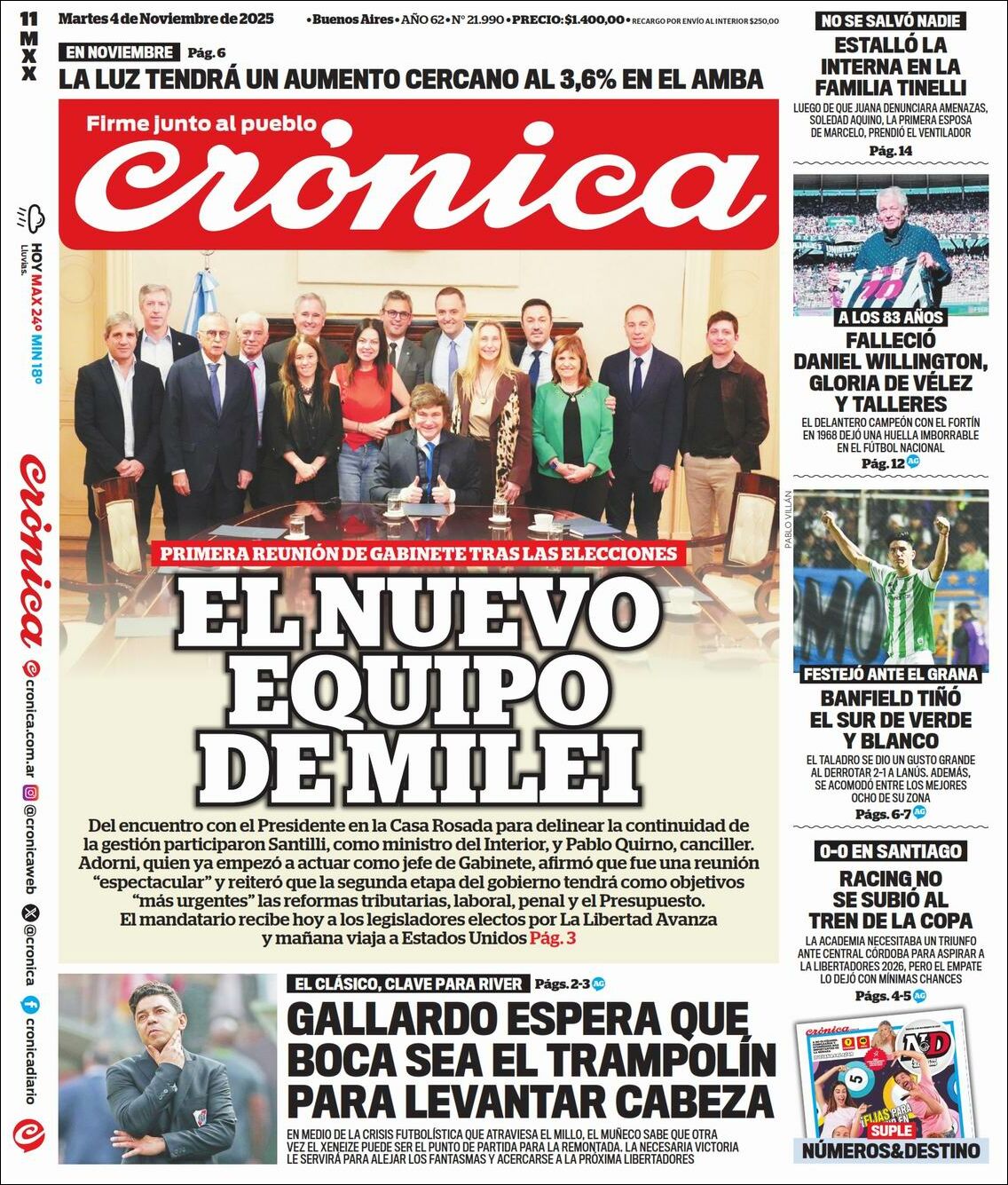 Media Panel - Developments and Systems | NC 10 SANTA CRUZ - Tapa del diario Crónica